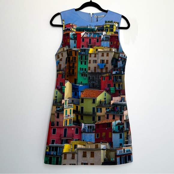 ALICE + OLIVIA Clyde Mini Shift Dress in Italian Landscape, Size 8, NWT - Picture 7 of 16